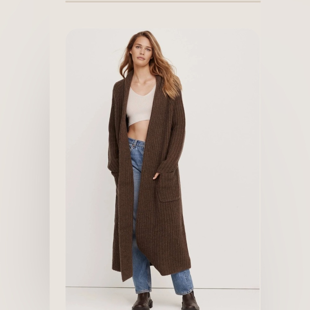 Naked Cashmere Freya Longline Cashmere Cardigan Size L, Truffle color